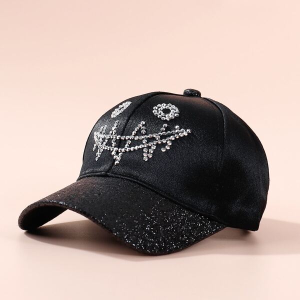 

Kids Rhinestone Decor Baseball Cap, Black