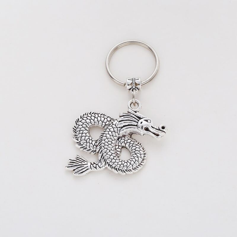 

Dragon Pendant Keychain, Antique silver