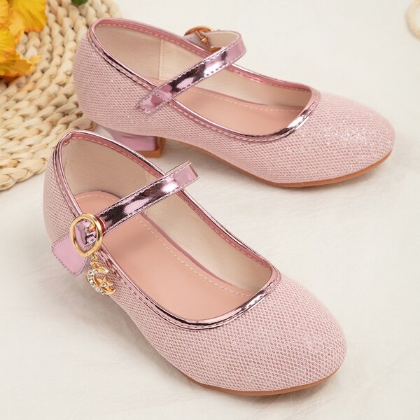 

Girls Moon & Star Charm Mesh Flats, Pink