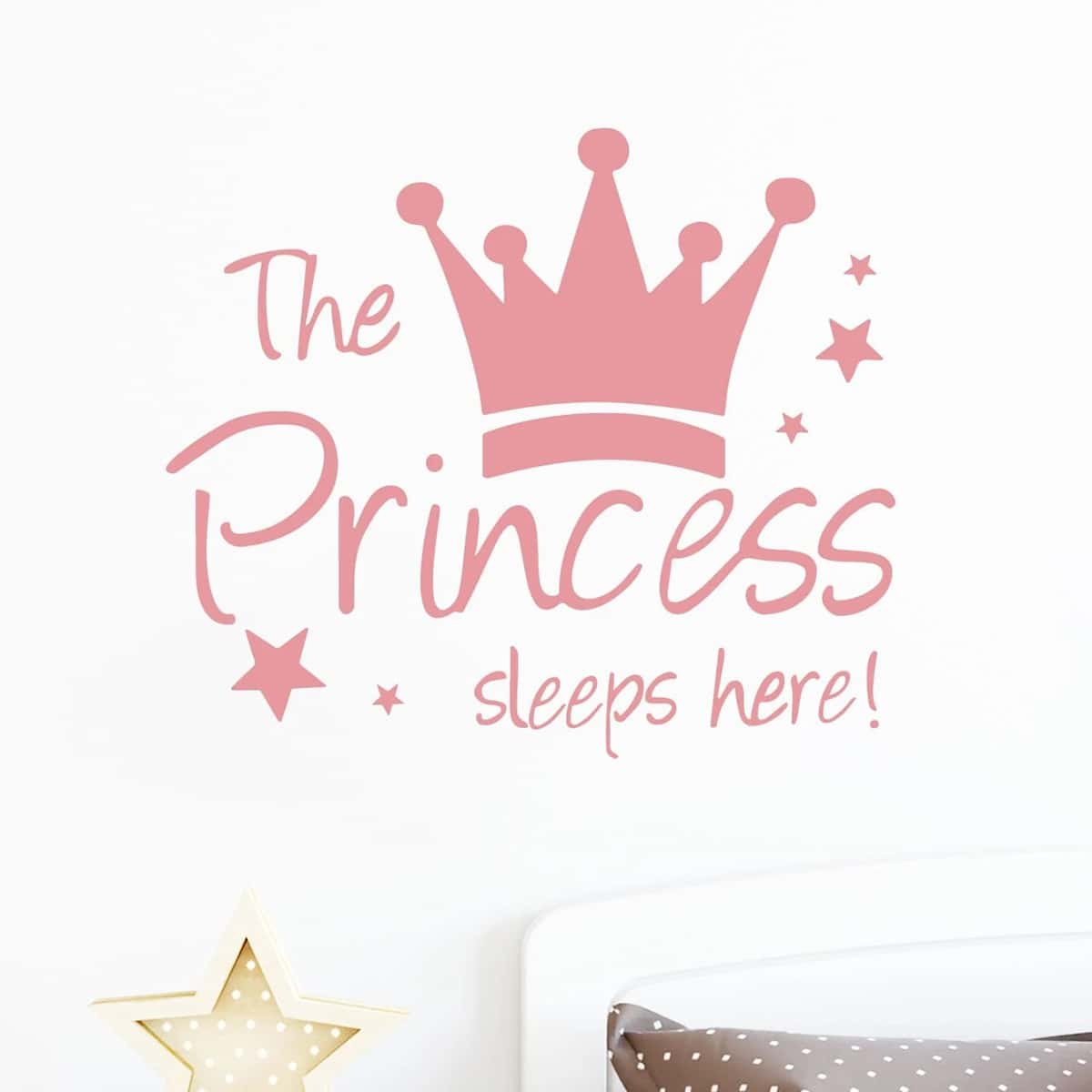 

1pc Crown Print Wall Sticker, Pink