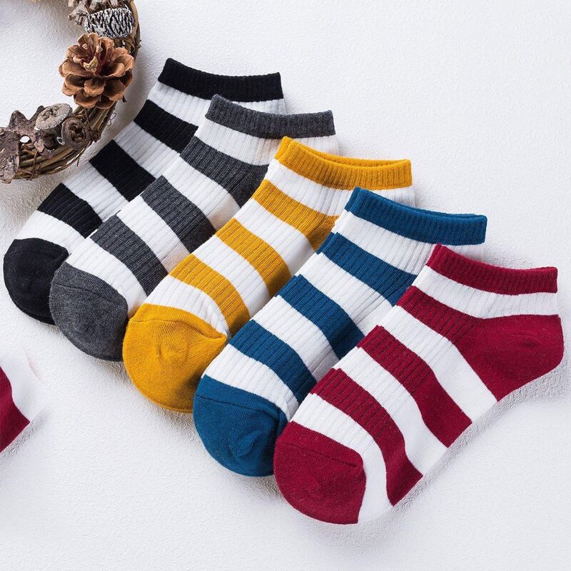 

5pairs Striped Ankle Socks, Multicolor