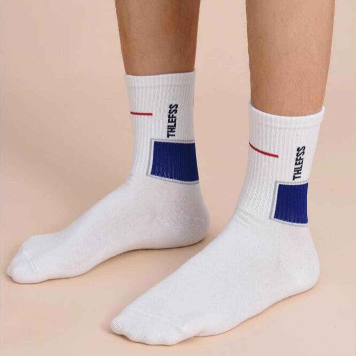 

Letter Graphic Crew Socks, White