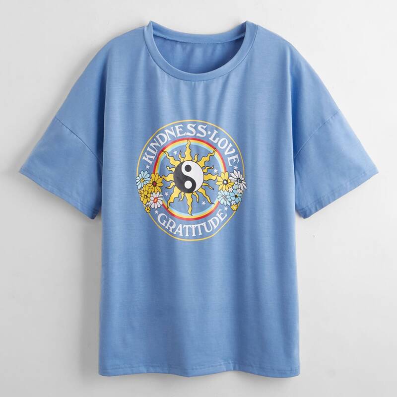 

Letter Yin And Yang Graphic Tee, Blue