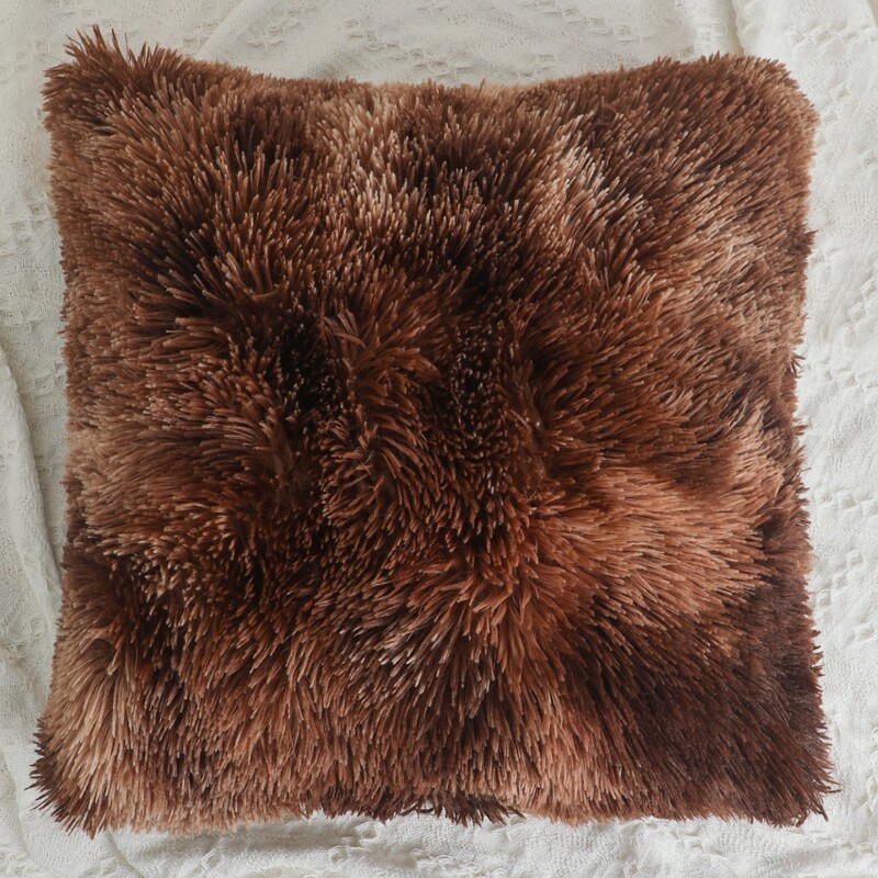 

Solid Color Plush Cushion Cover Without Filler, Brown