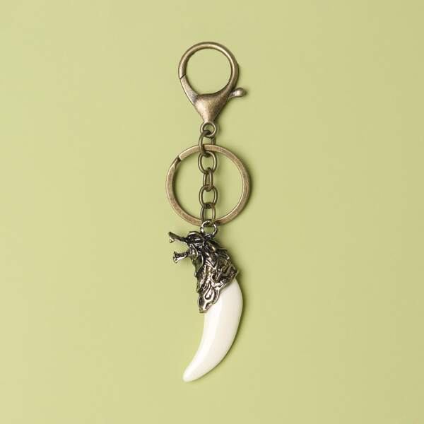 

Faux Wolf Fang Charm Keychain, Multicolor