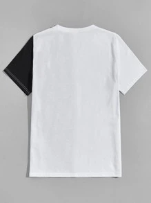 Manfinity 男士雙色熊圖案T恤 - 黑與白 - 查看 2