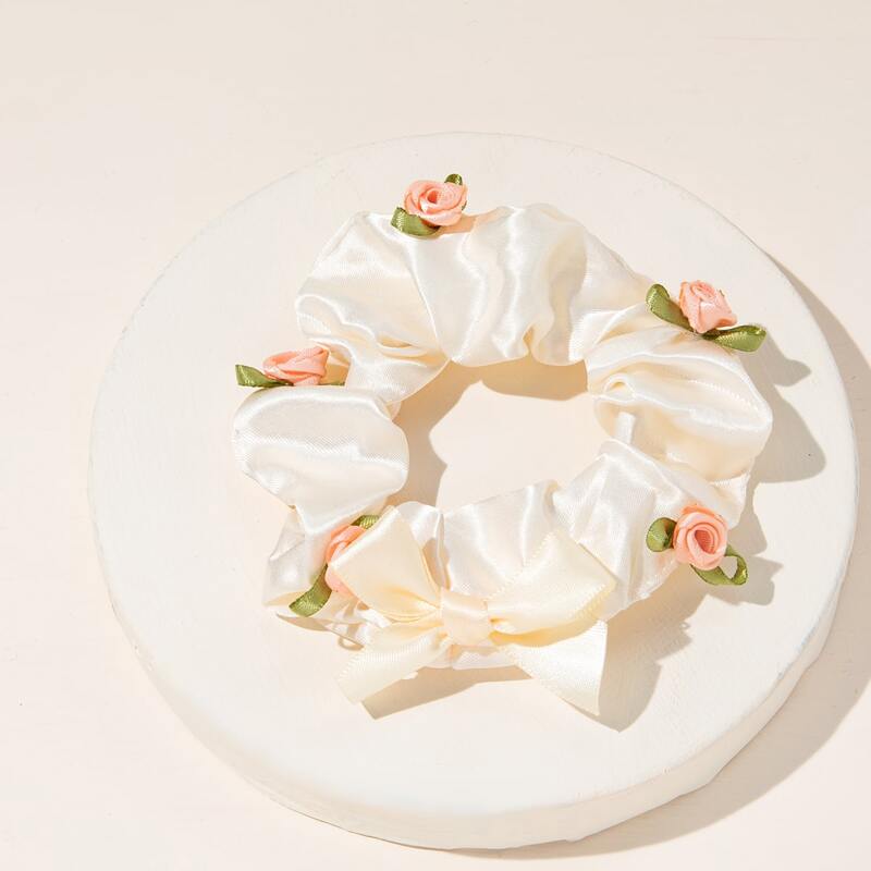 

Flower Decor Scrunchie, Beige