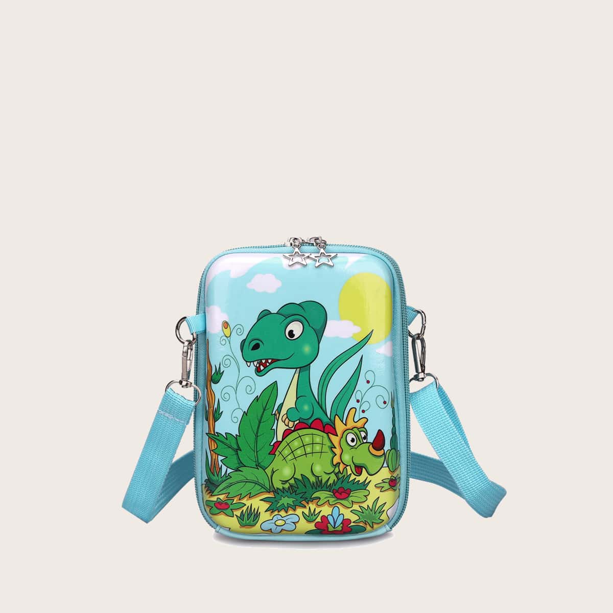 

Cartoon Dinosaur Print Crossbody Bag, Blue
