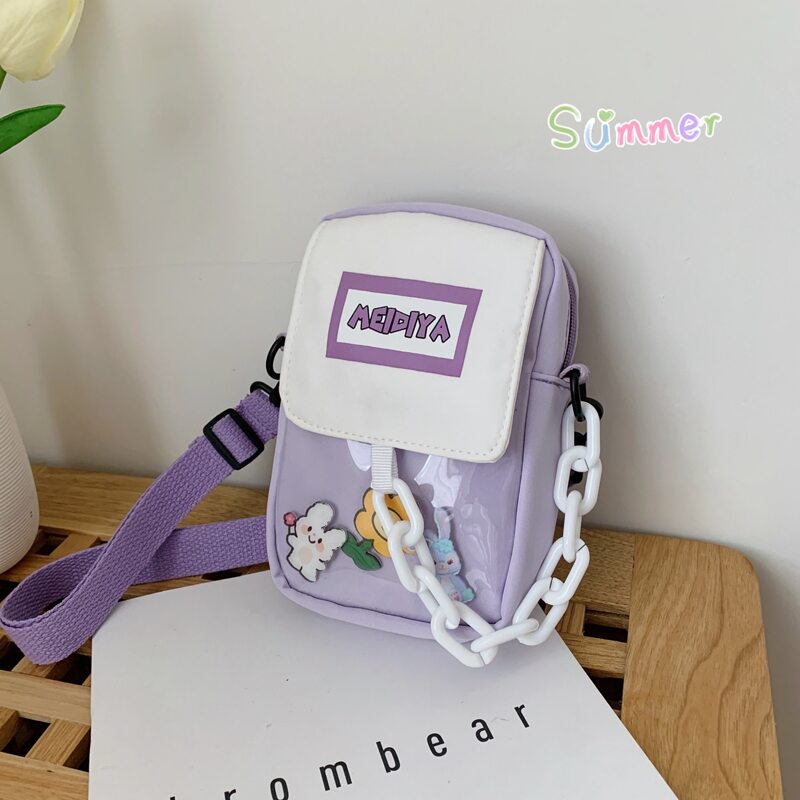 

Letter Graphic Two Tone Crossbody Bag, Purple