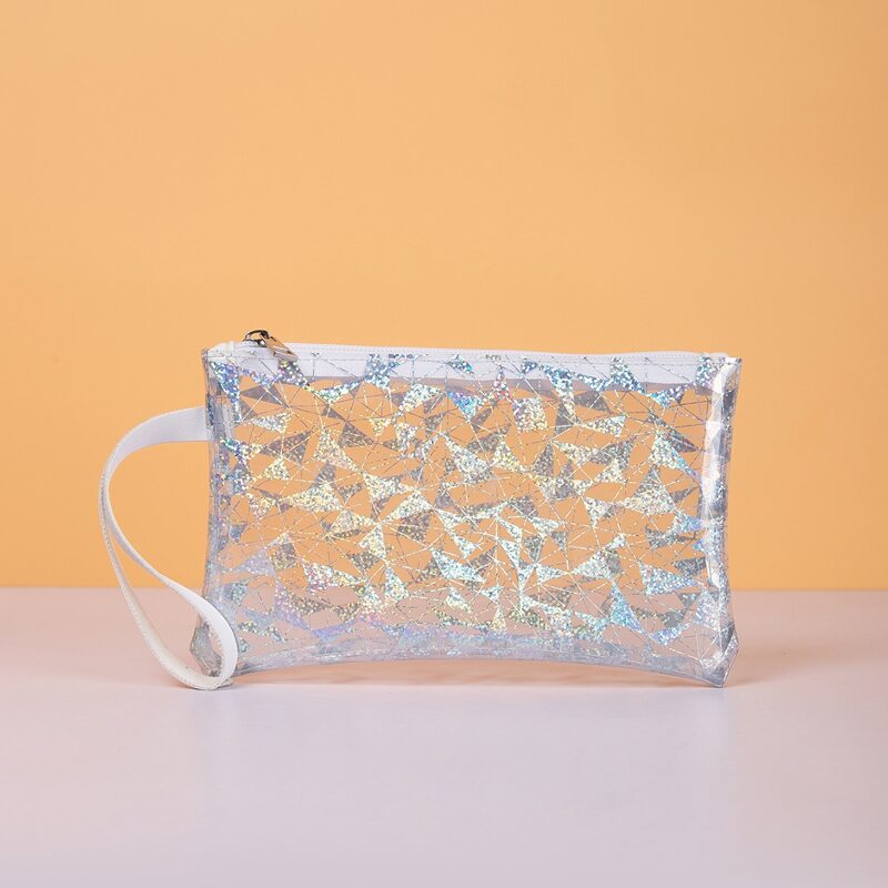 

Clear Glitter Clutch Bag, Silver
