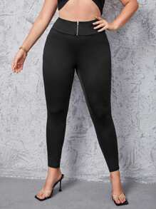 Leggings cremallera de talle alto - Negro - Ver 1