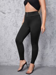 Leggings cremallera de talle alto - Negro - Ver 3