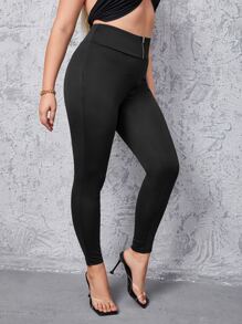 Leggings cremallera de talle alto - Negro - Ver 4