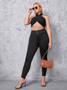 Leggings cremallera de talle alto - Negro - Ver 5