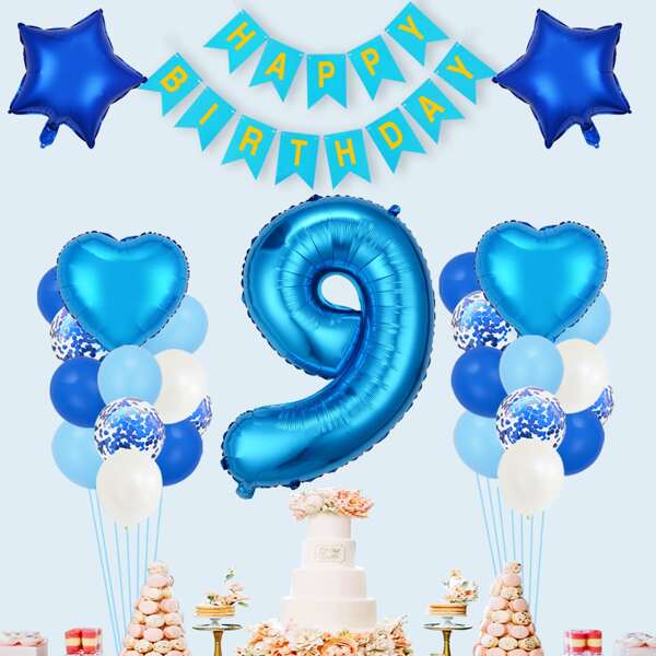 

31pcs 9th Birthday Decoration Set, Multicolor