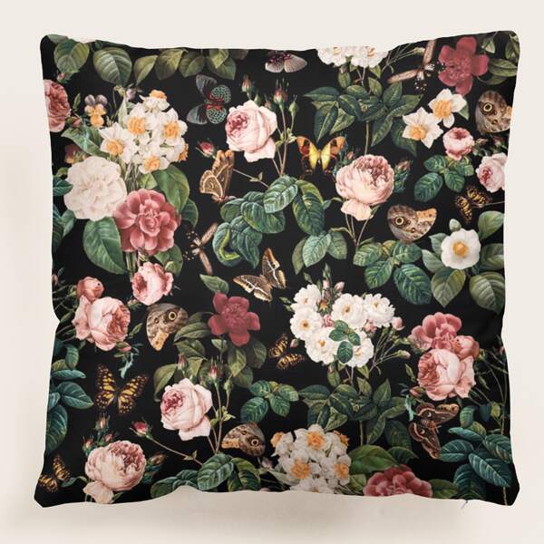 

Flower Print Cushion Cover Without Filler, Multicolor