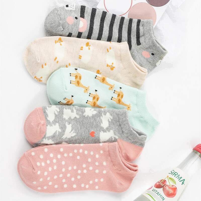 

5pairs Animal Graphic Ankle Socks, Multicolor