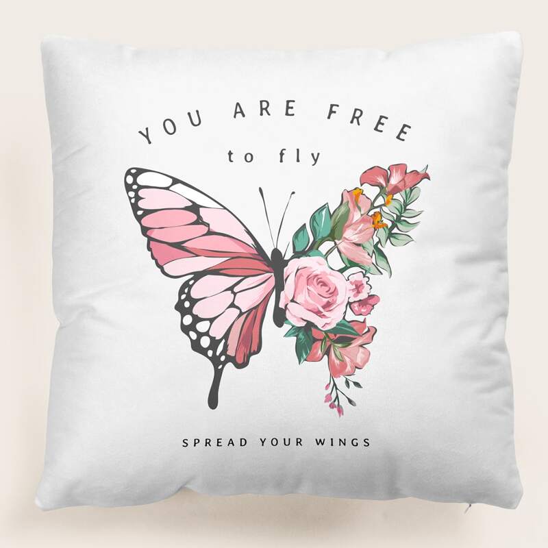 

Butterfly Print Cushion Cover Without Filler, Multicolor