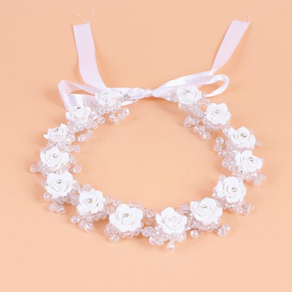 

Flower Decor Hair Band, White