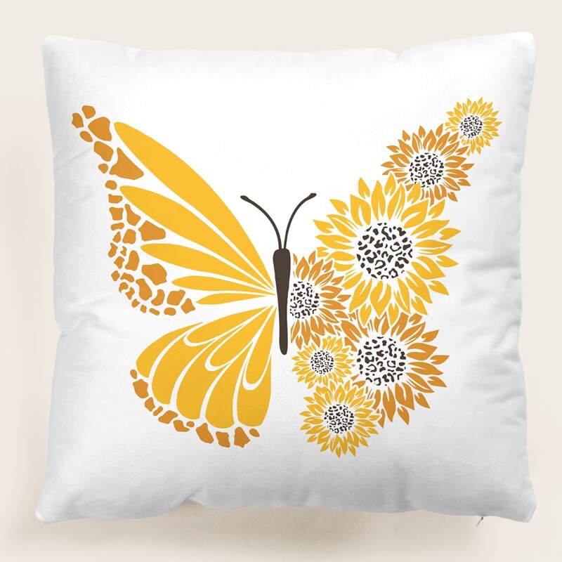 

Butterfly Print Cushion Cover Without Filler, Multicolor