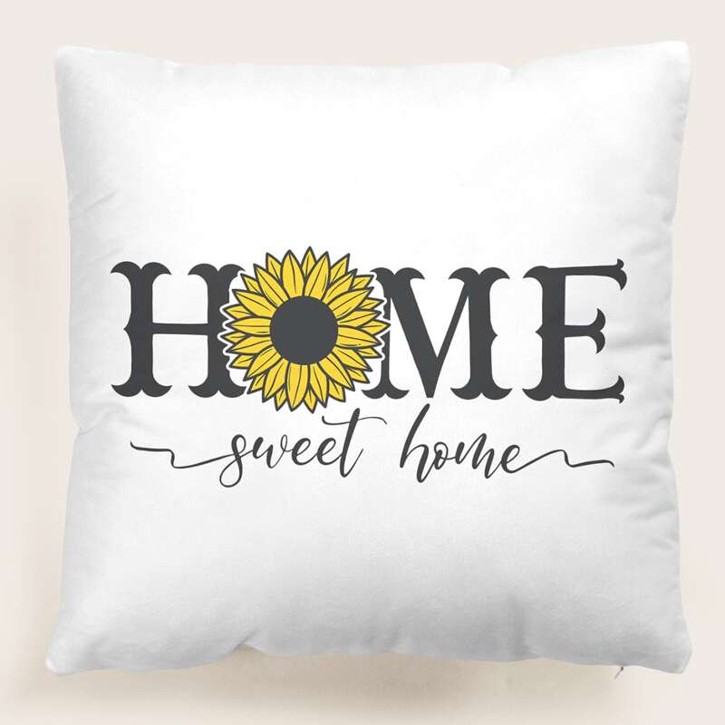 

Sunflower Print Cushion Cover Without Filler, Multicolor