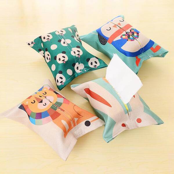 

1pc Cartoon Graphic Random Tissue Pouch, Multicolor