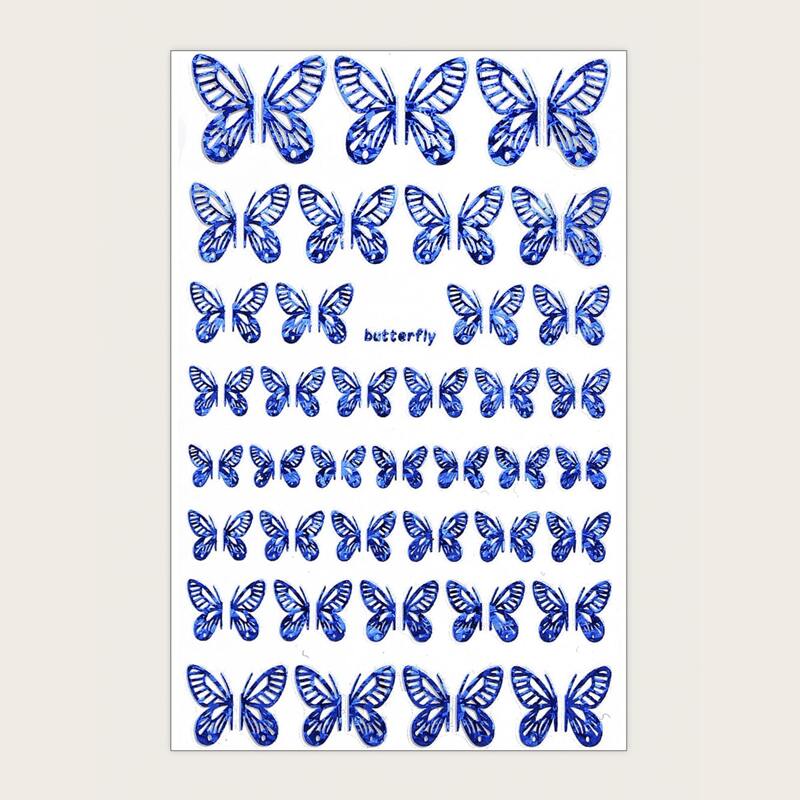 

1sheet Hollow Out Butterfly Nail Art Sticker, Royal blue