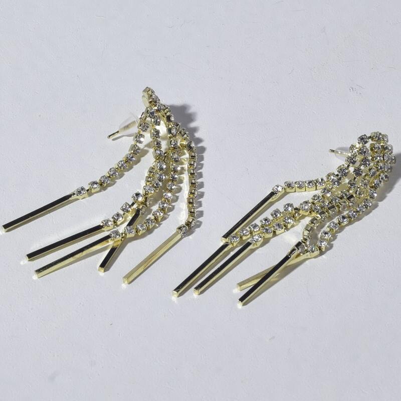 

Rhinestone Tassel Drop Earrings, Champagne
