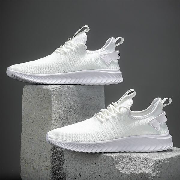 

Men Lace-up Decor Sneakers, White