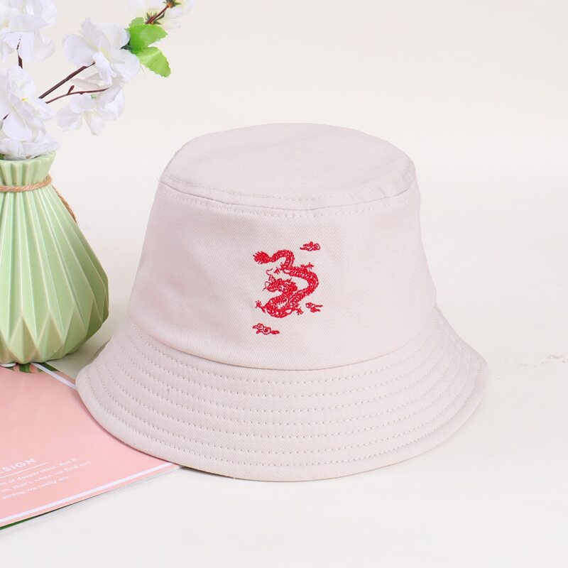 

Guys Dragon Embroidery Bucket Hat, Beige