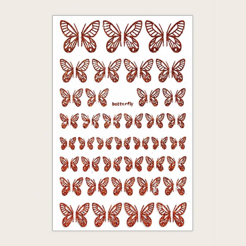 

1sheet Hollow Out Butterfly Nail Art Sticker, Orange