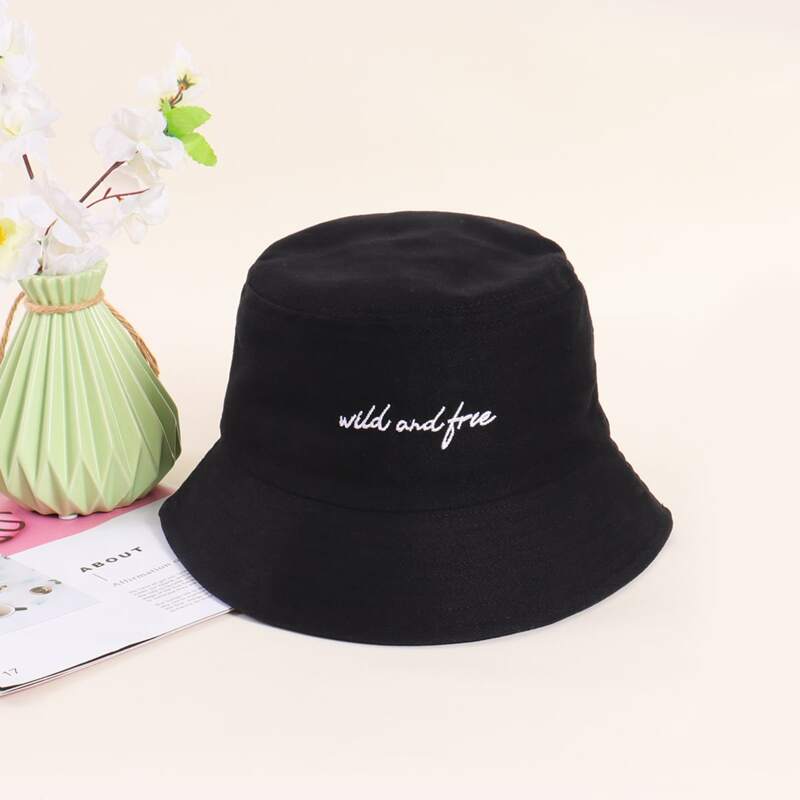 

Guys Letter Embroidery Bucket Hat, Black