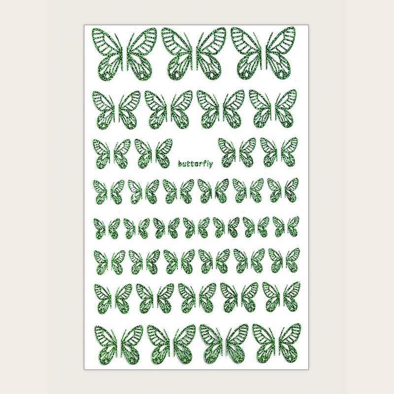 

1sheet Hollow Out Butterfly Nail Art Sticker, Green