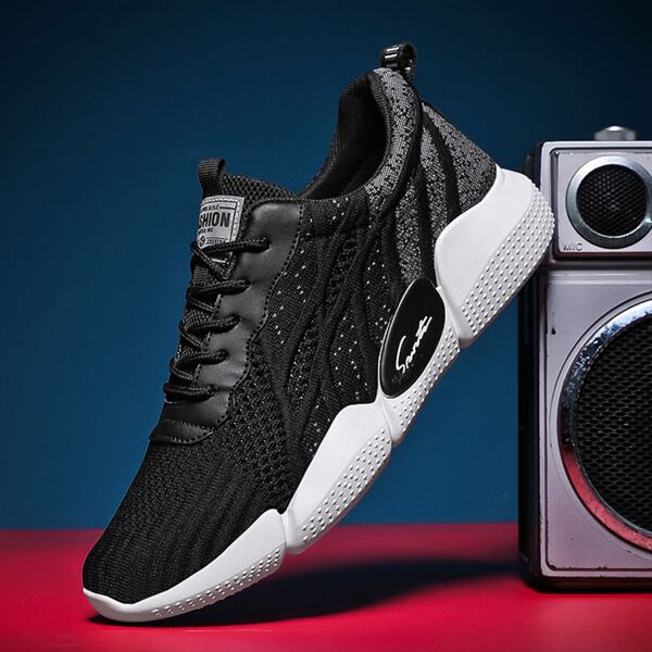 

Men Lace-up Front Sneakers, Black