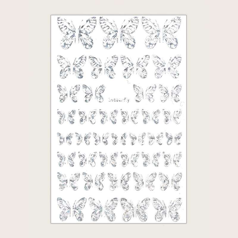 

1sheet Hollow Out Butterfly Nail Art Sticker, Silver