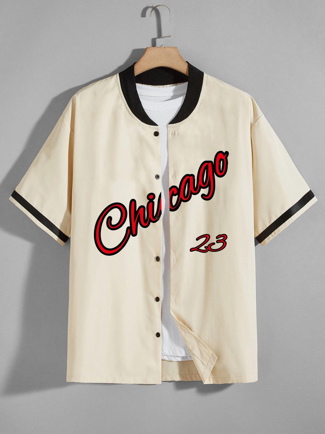 Men 1pc Letter Graphic Baseball Collar 