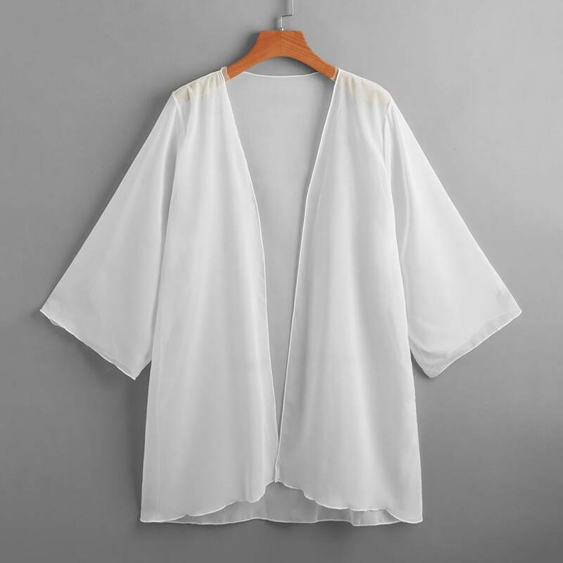 

Simple Solid Kimono, White