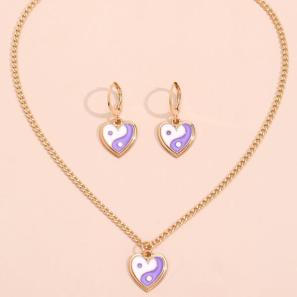 

3pcs Yin & Yang Pattern Jewelry Set, Multicolor