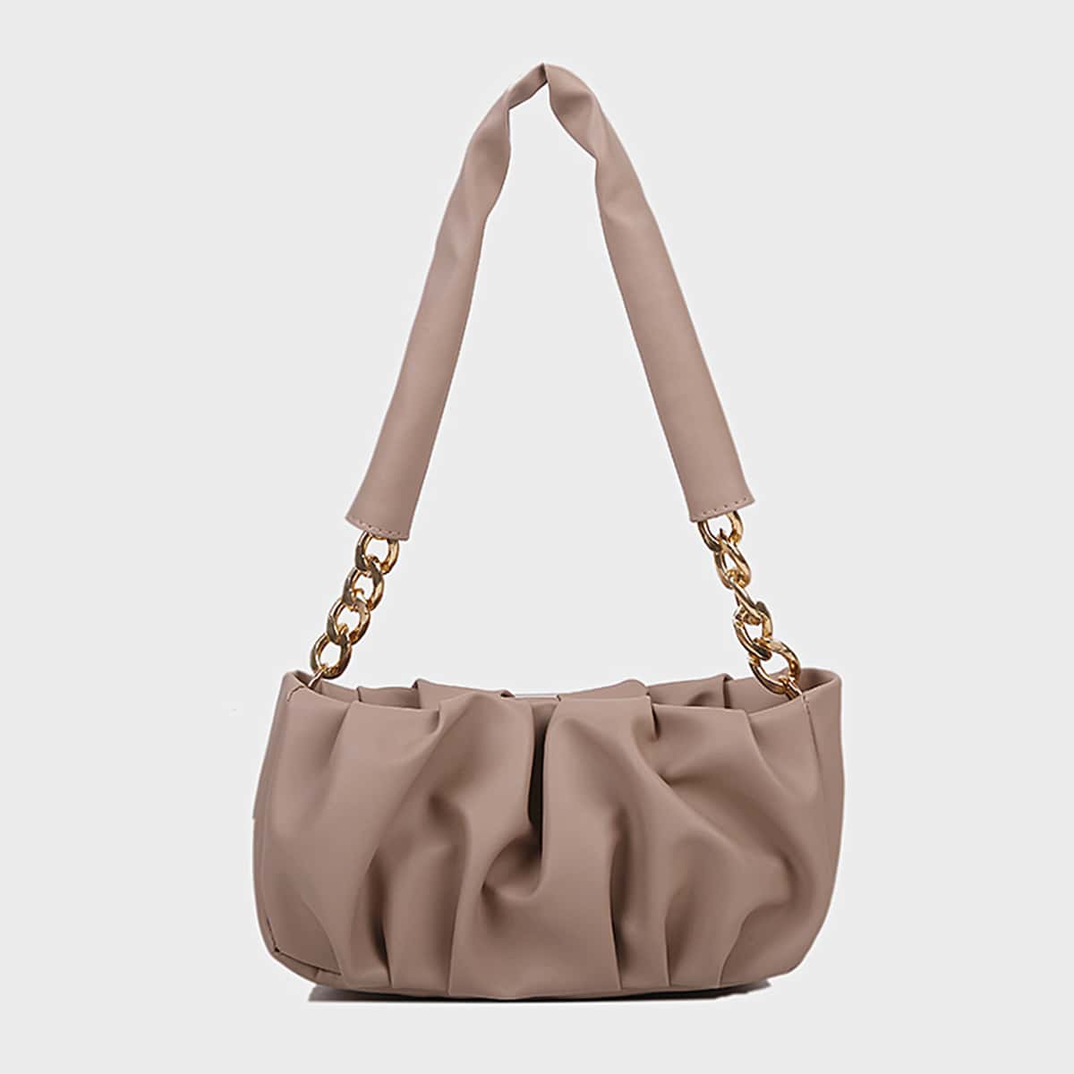 

Ruched Shoulder Bag, Mocha brown