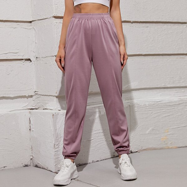 

Slight Stretch Breathable Sports Pants, Mauve purple