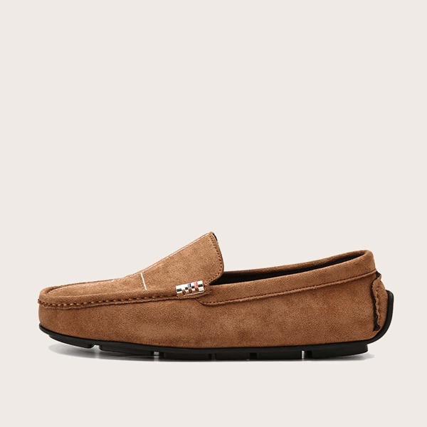 

Men Metal Decor Flat Loafers, Brown