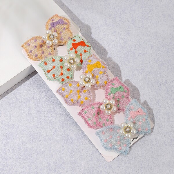 

5pcs Toddler Girls Bow Decor Hair Clip, Multicolor