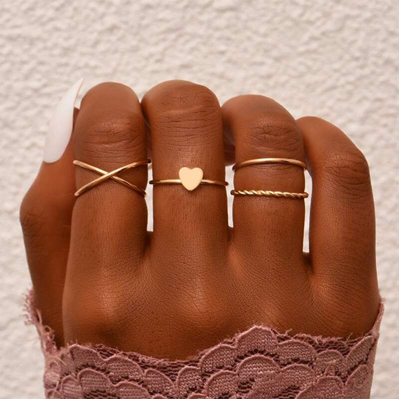 

4pcs Heart Ring, Gold