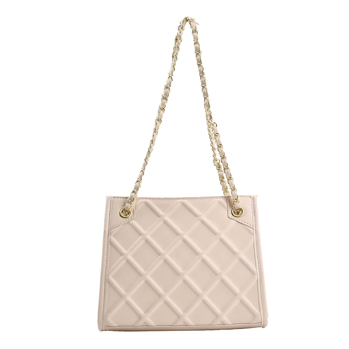 

Quilted Shoulder Tote Bag, Beige