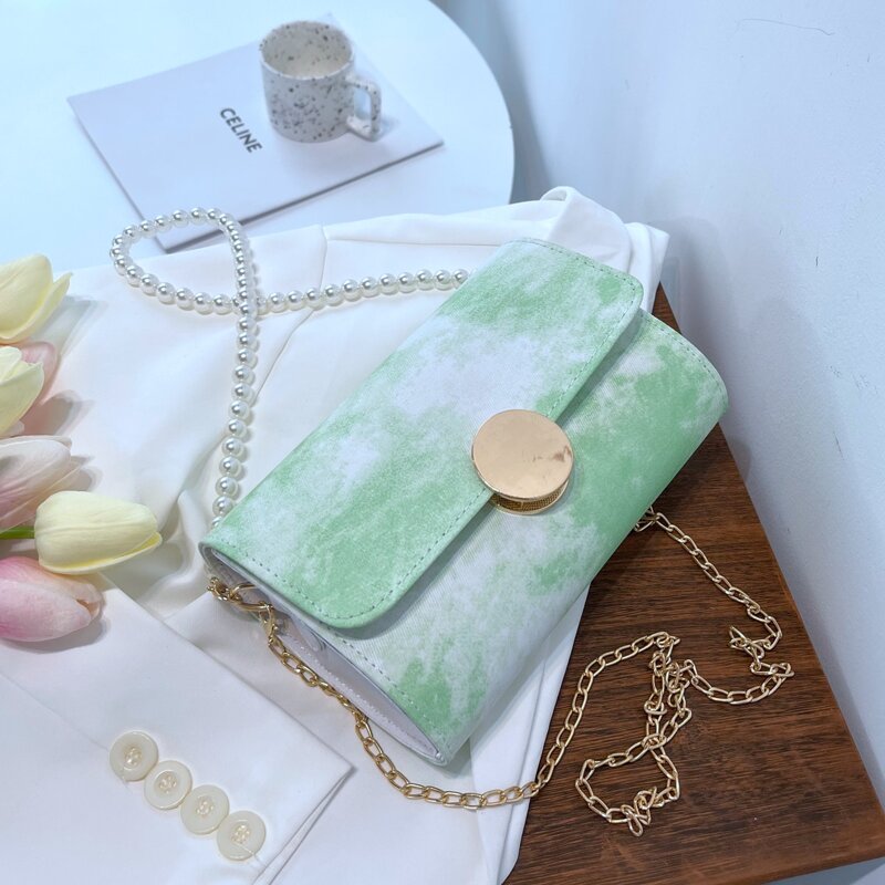 

Faux Pearl Handle Shoulder Bag, Green
