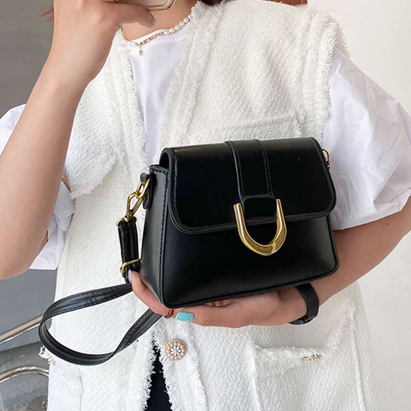 

Minimalist Flap Shoulder Bag, Black