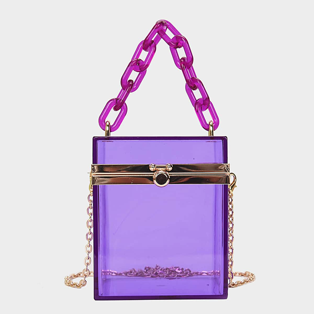 

Mini Clear Box Bag, Purple