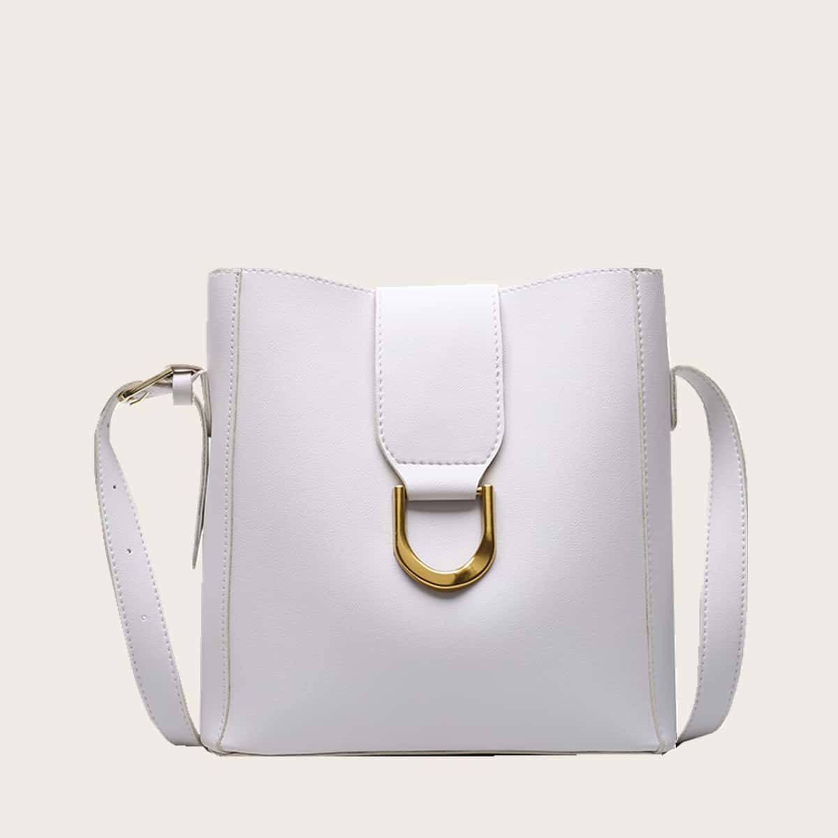

Minimalist Bucket Bag With Inner Pouch, White