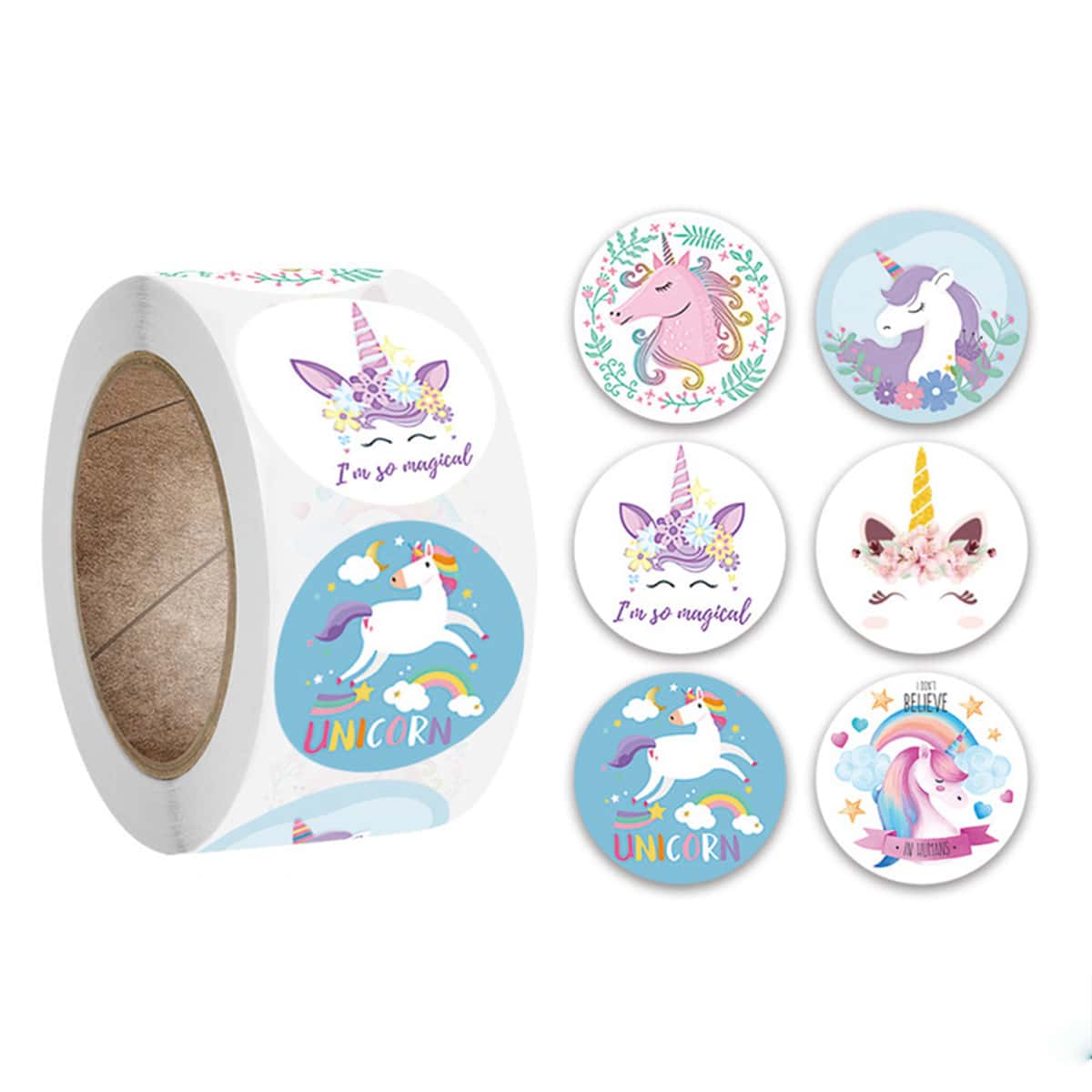 

1roll Unicorn Print Sticker, Baby blue