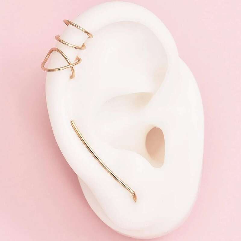 

4pcs Minimalist Earrings, Gold